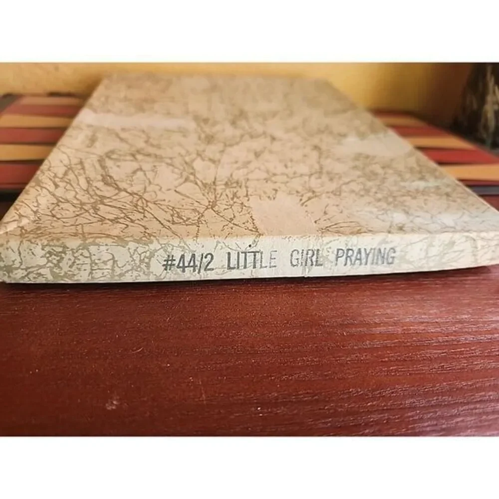 Vtg Little Girl Praying w doll Wall Plaque Decor 9